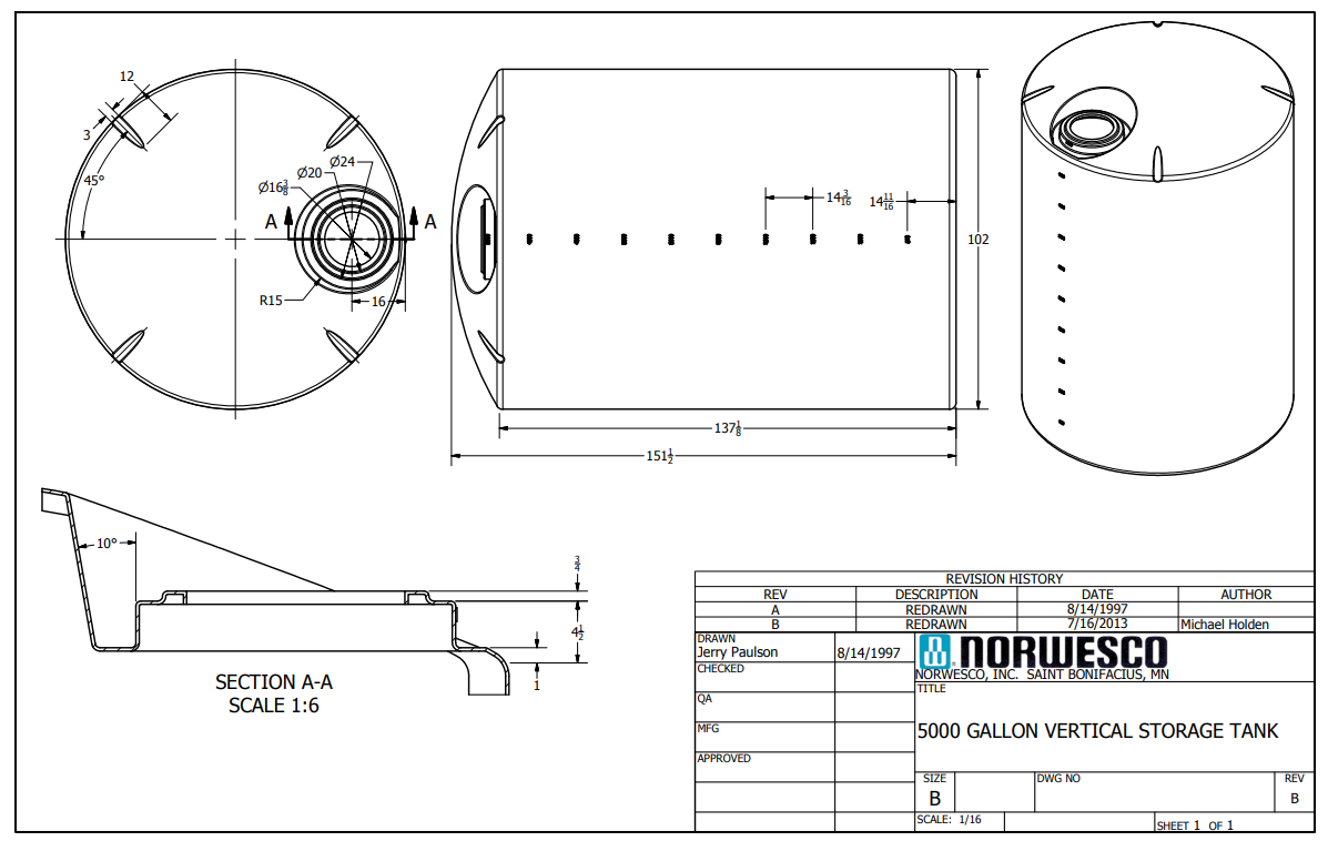 NOR 40164 5000-gallon Vertical Storage Tank