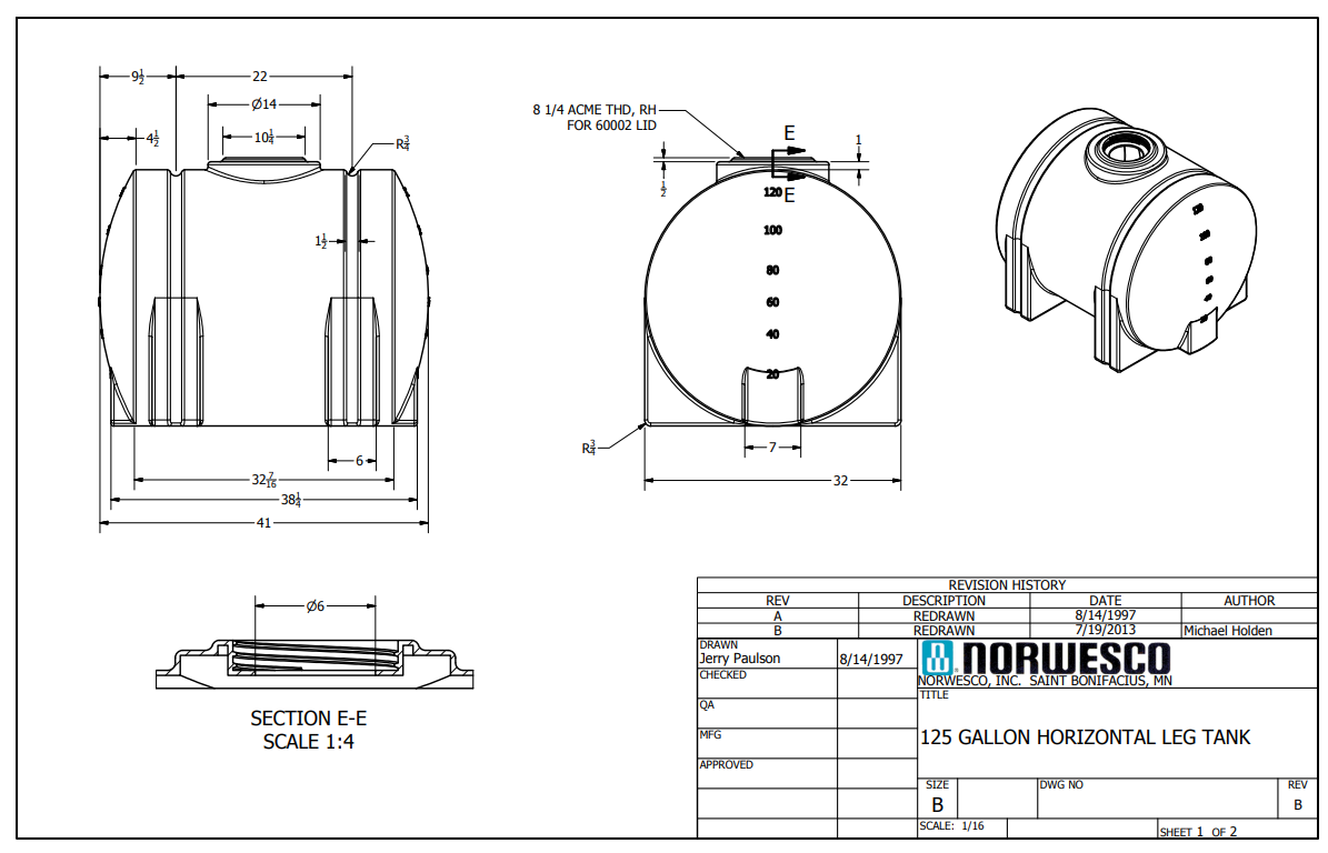 NOR 40298 125-gallon Leg Tank