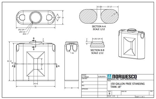 NOR 45716 150-gallon Freestanding Tank
