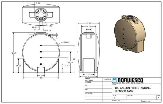 NOR 44800 100-gallon Freestanding Tank