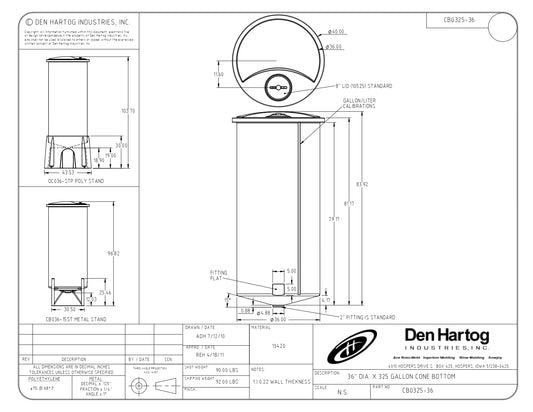 DH CB0325-36 - 325gal Cone Bottom