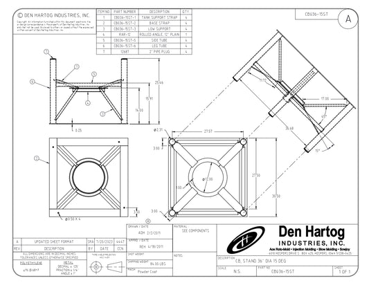 DH CB036-15ST 15° Cone Bottom Stand