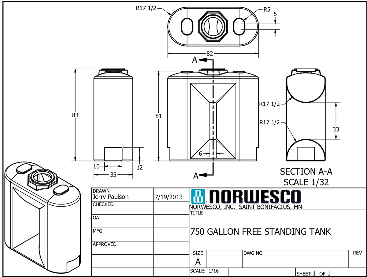 NOR 44310 750-gallon Freestanding