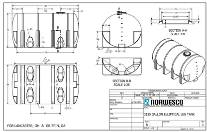 NOR 40686 3135-gallon Elliptical Leg Tank