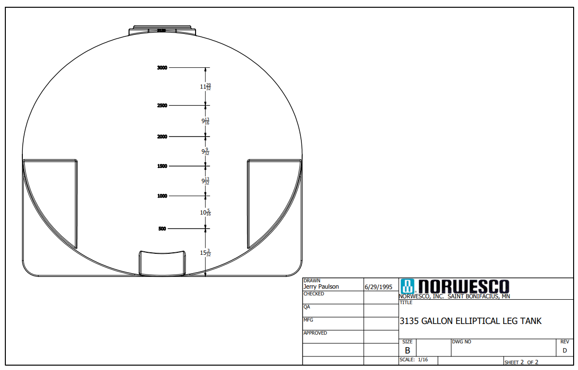 NOR 40686 3135-gallon Elliptical Leg Tank