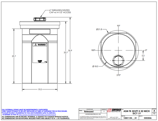 Snyder 1000112N- 35 GALLON DUAL CONTAINMENT TANK